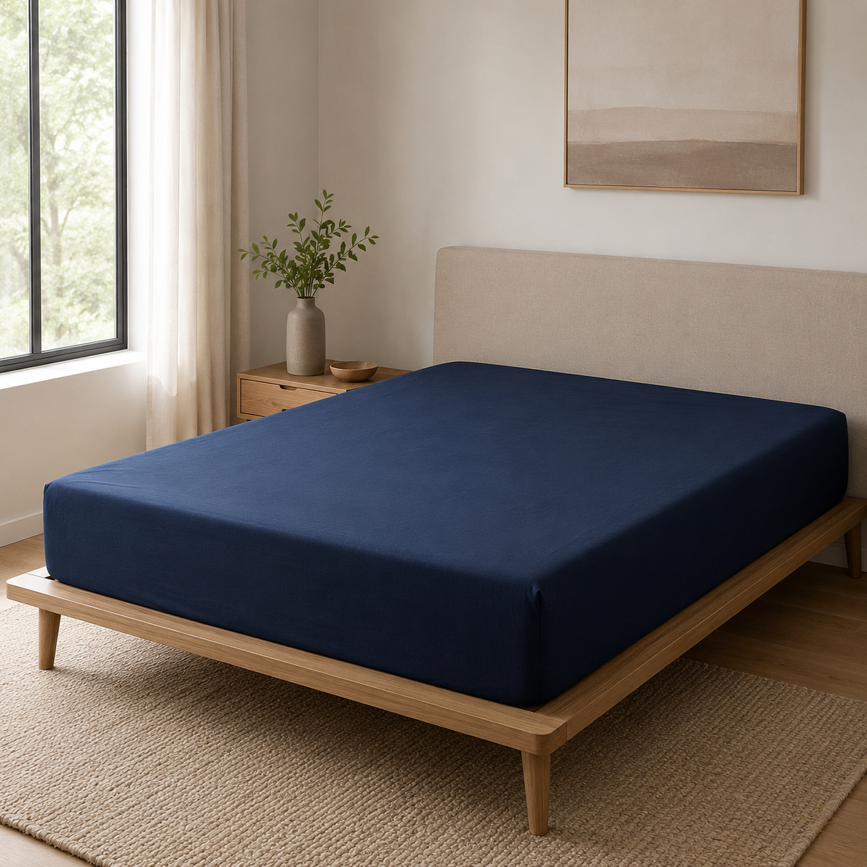 LUNA Fitted Bed Sheet - Blue