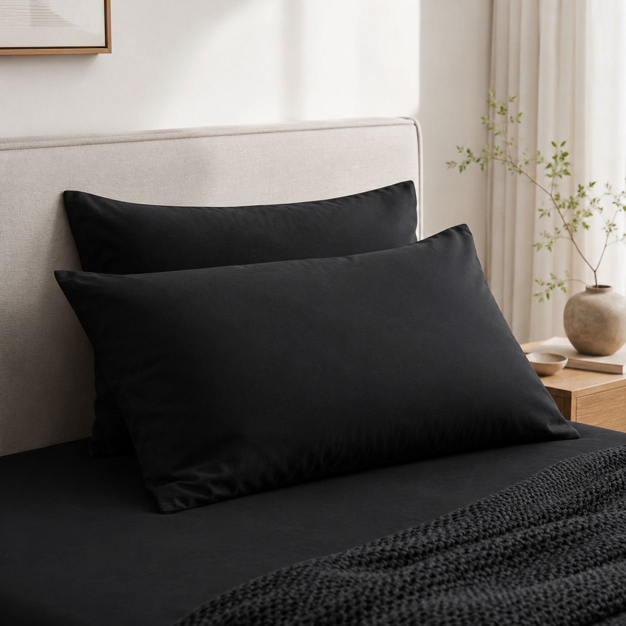 LUNA Pillow Cases - Black