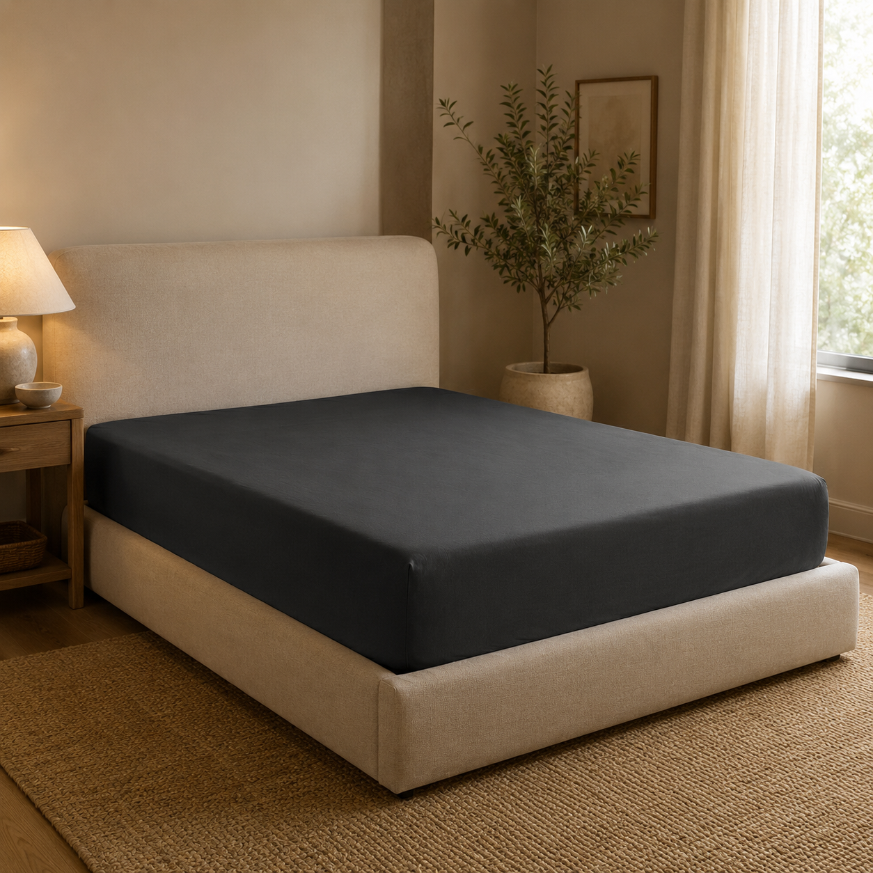 LUNA Fitted Bed Sheet - Charcoal